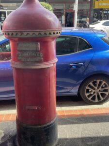 Old red traditional Post box on Glen Huntly Road