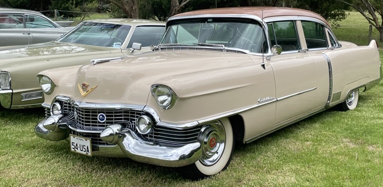Cadillac Car driftwood colour parked on grass - part of Cadillac LaSalle club cars